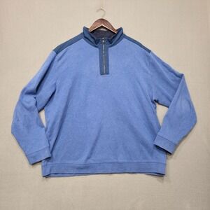 Bugatchi‎ Mens Blue Long Sleeve Quarter Zip Pullover Sweater Size XXL